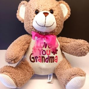 Dan Dee LOVE YOU GRANDMA Stuffed 14 inch Brown Teddy Bear.